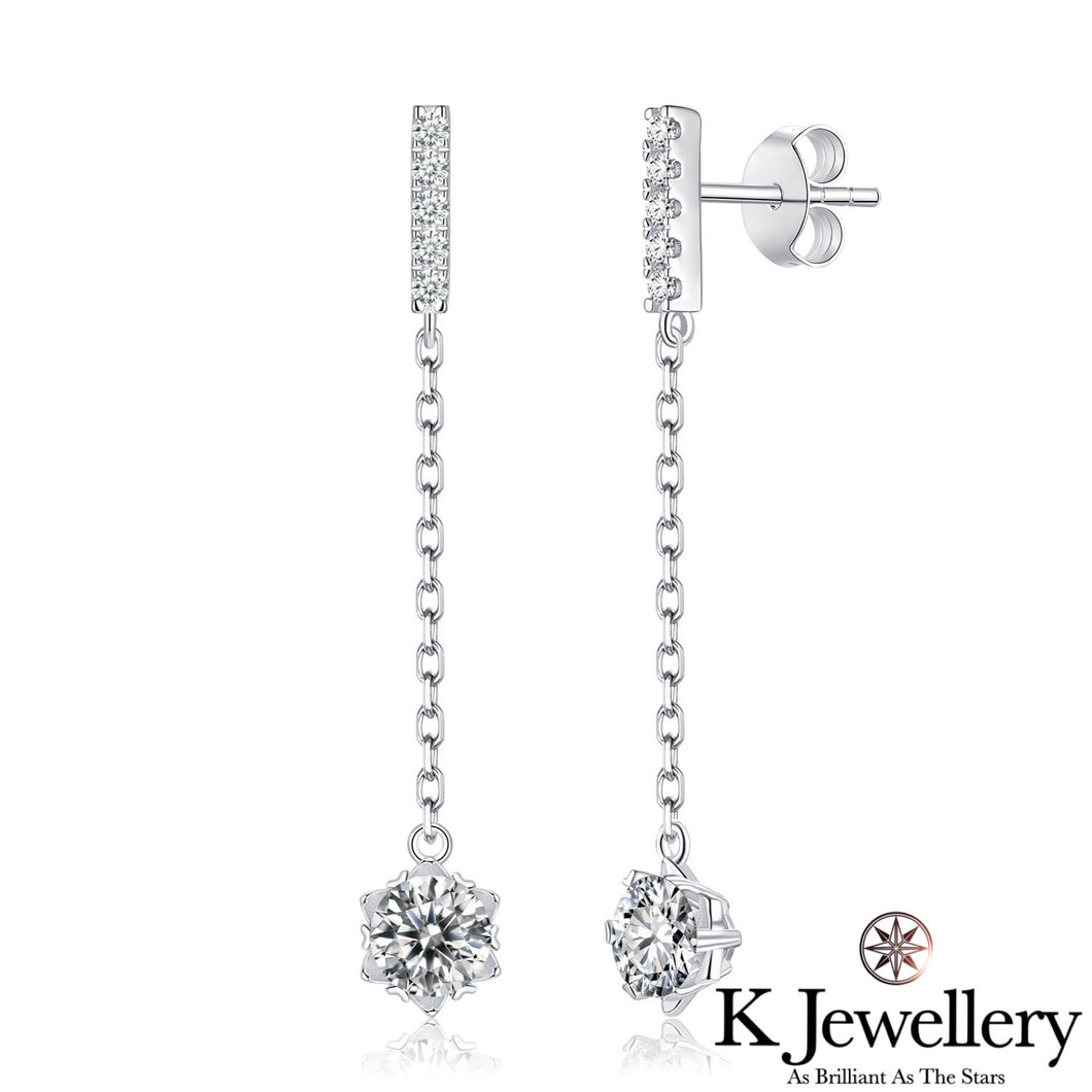 Moissanite Snowflake Drop Earrings 莫桑石雪花長耳環