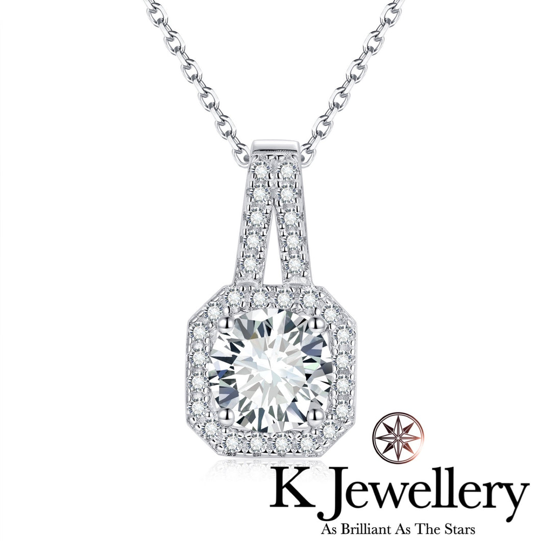 Moissanite Square Full Paved Necklace Moissanite Square Full Paved Necklace