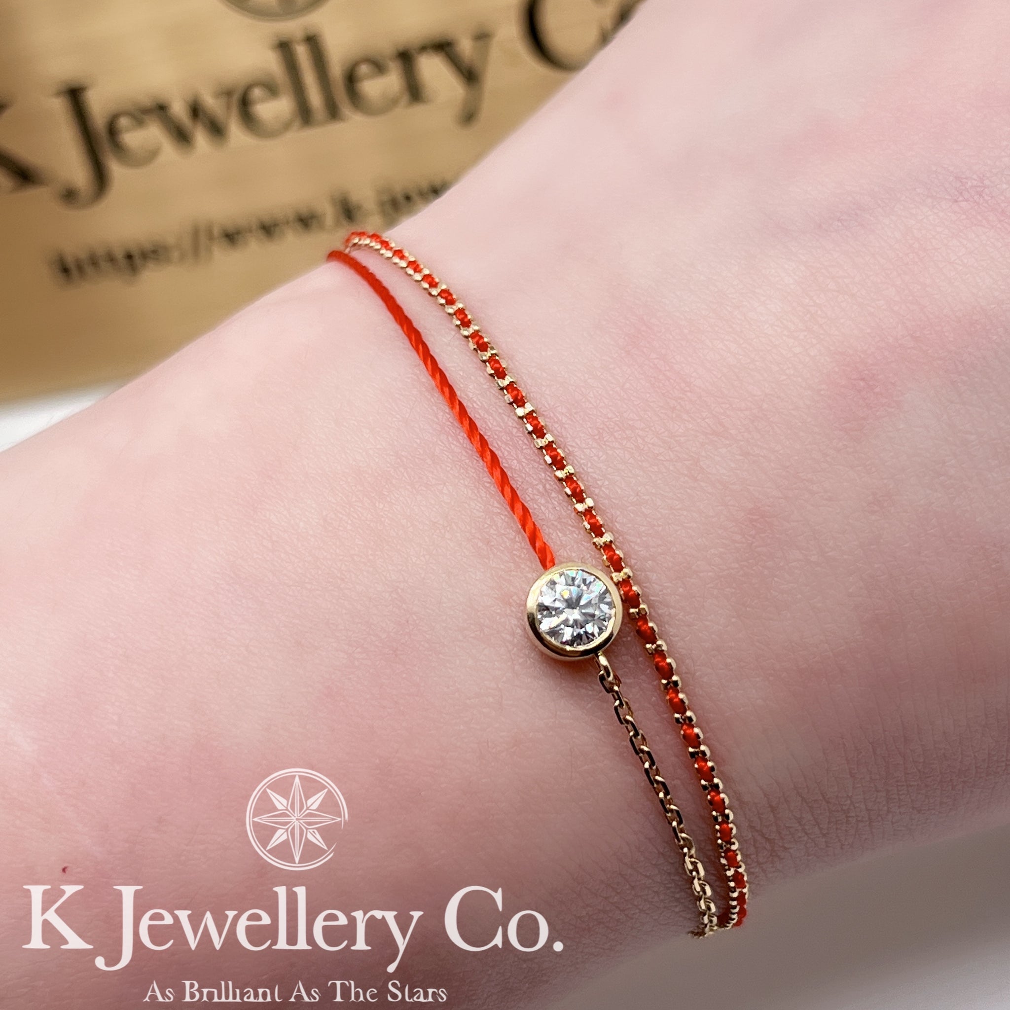 Red string ring with popular gold