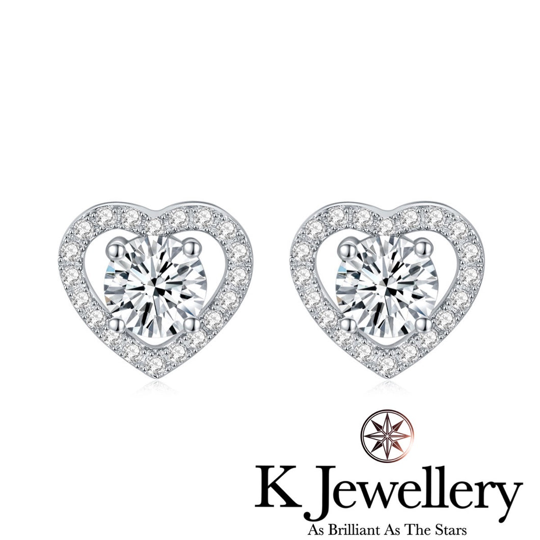 Moissanite Heart Full Paved Ear Studs 莫桑石傾心耳釘