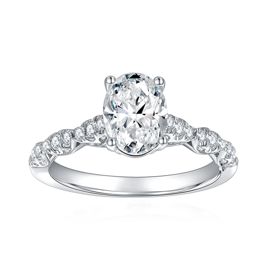 Moissanite 1.5ct Oval Cut Full Paved Ring Customized oval 1.5 carat full moissanite vintage surrounding ring