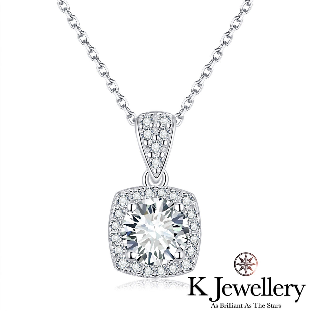 Moissanite Square Full Paved Necklace莫桑石方型圍全鑽頸鏈