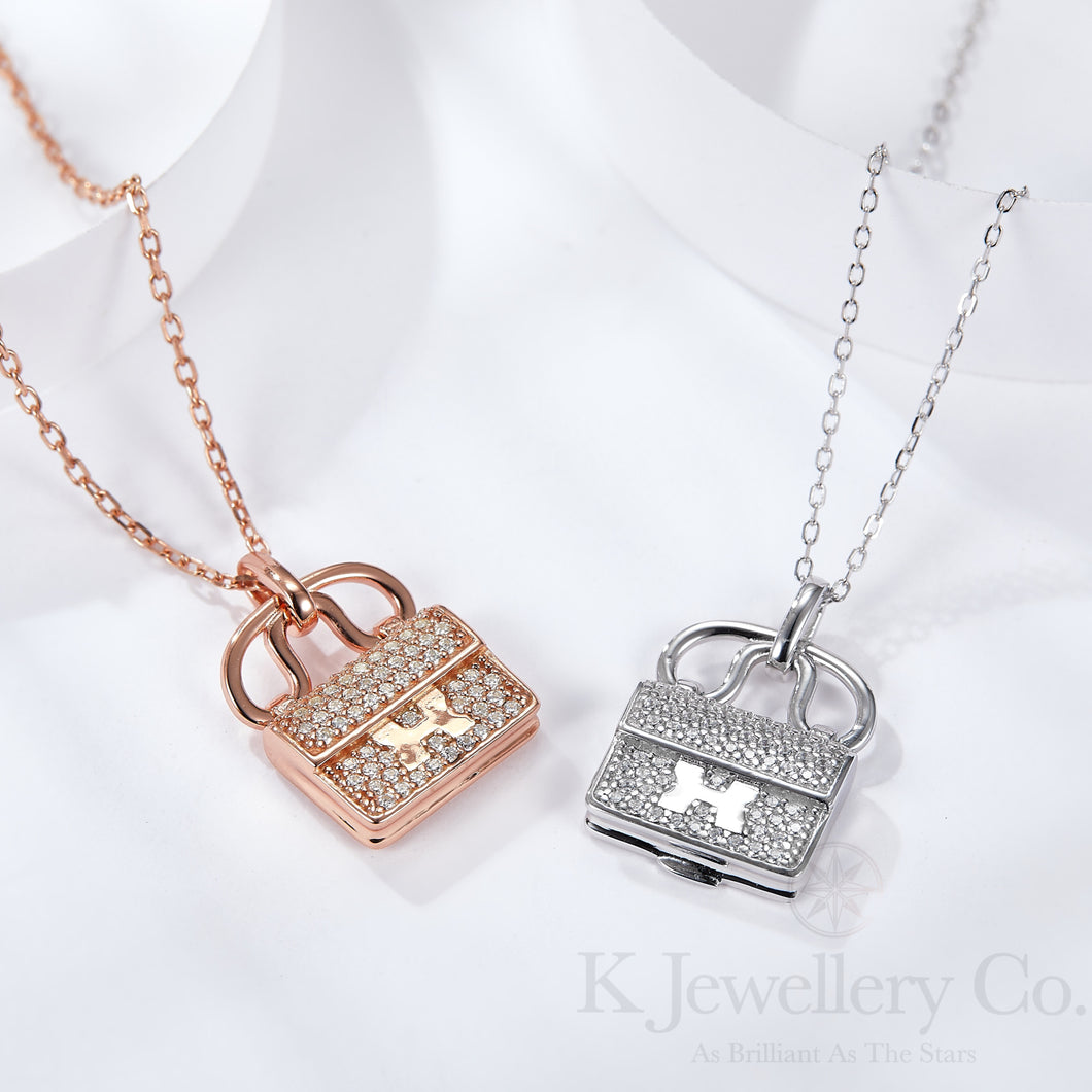 Moissanite Hand Bag Necklace 莫桑石手袋包包頸鏈