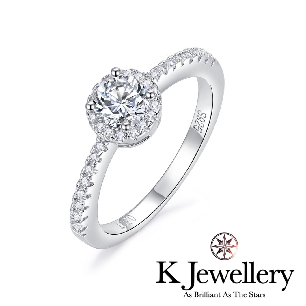 Moissanite Round Halo Full Paved Ring莫桑石圓型圍鑲戒指