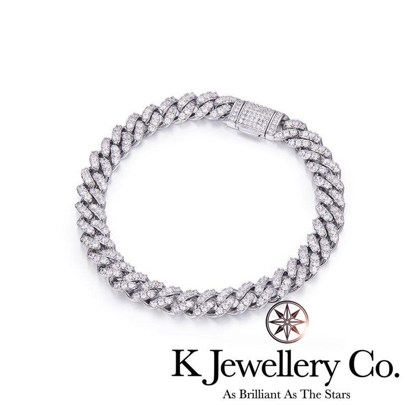 Moissanite Full Paved Cuban Chain Bracelet Moissanite Full Paved Cuban Solid Bracelet