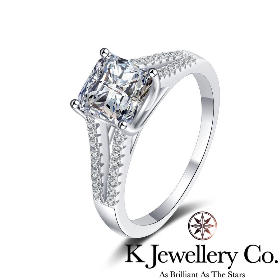 Moissanite Asscher Cut Paved Ring Moissanite Asscher Cut Paved Ring