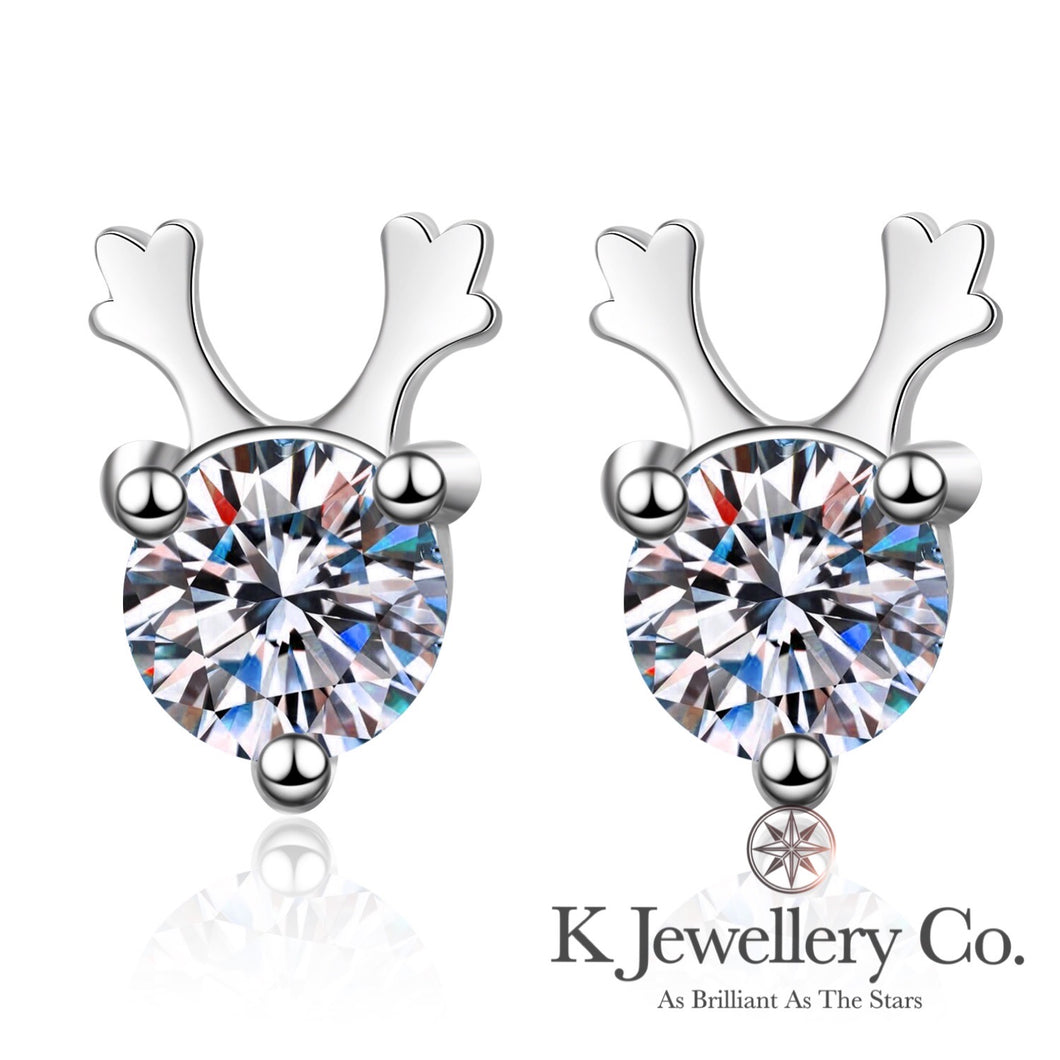 Moissanite Deer Earrings