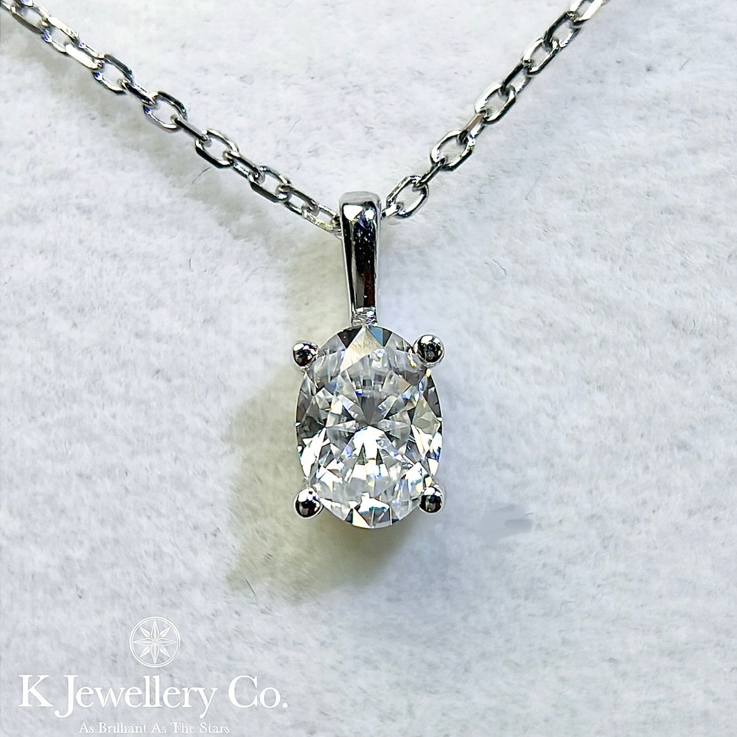 Moissanite Oval Four Prong Necklace 莫桑石橢圓形清鑲頸鏈