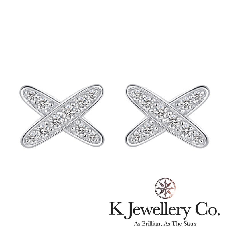 Moissanite Cross Ear Studs 莫桑石交叉耳釘