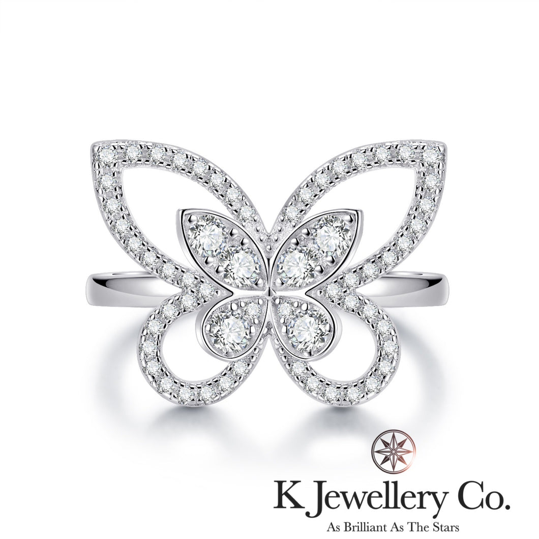 Moissanite Butterfly Paved Ring Moissanite all-stone butterfly ring