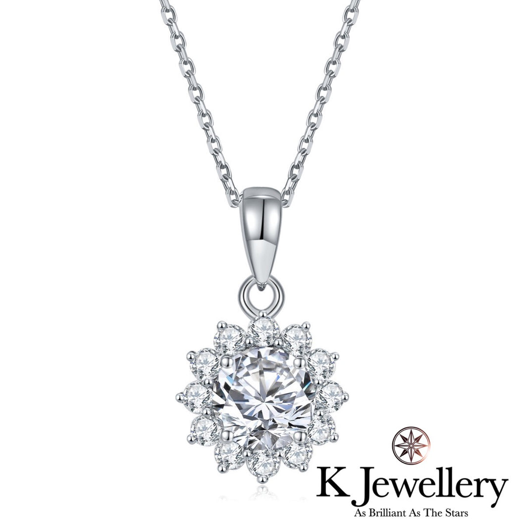 Moissanite Sun Flower Necklace Moissanite Sun Flower Necklace