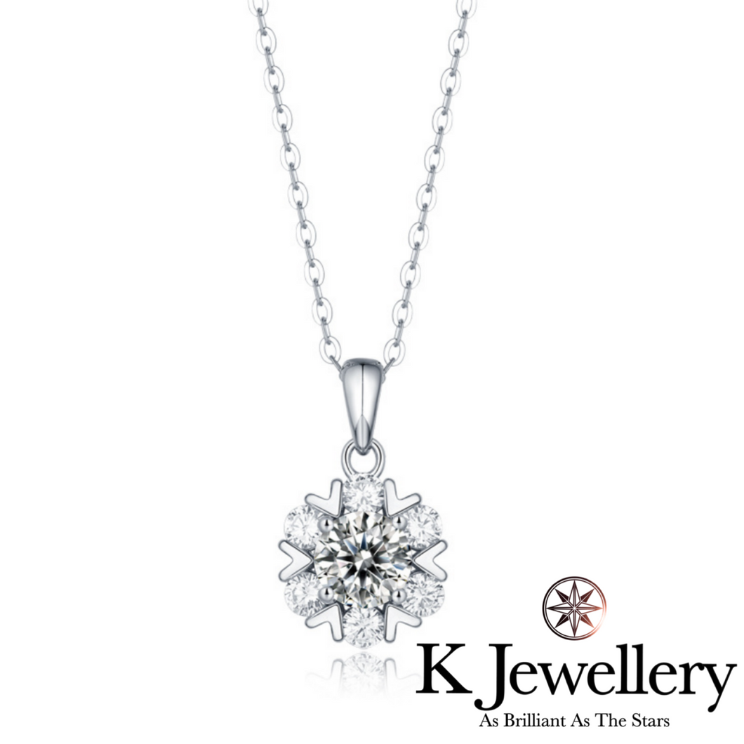 Moissanite Snowflake Necklace 莫桑石浪漫雪花頸鏈